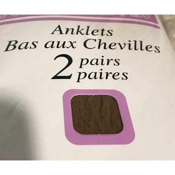 Sophisticated Miss Size 9-11 Anklets 2 Pairs 100% Nylon Brown - Picture 2 of 3